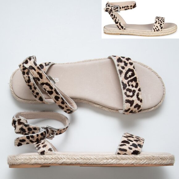 J/Slides Rosie Sandals Calf Hair Espadrille Leopard Print Tan Brown Size 8 NWOT - Picture 1 of 10